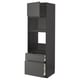 METOD / MAXIMERA High cab f oven/micro w dr/2 drwrs, black/Voxtorp dark grey, 60x60x200 cm