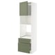 METOD / MAXIMERA High cab f oven/micro w dr/2 drwrs, white/Axstad grey-green, 60x60x220 cm
