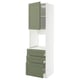 METOD / MAXIMERA High cab f oven w door/3 drawers, white/Axstad grey-green, 60x60x220 cm
