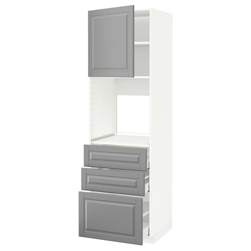 Modern gray kitchen cabinet with three drawers and one door by ikea METOD.