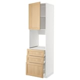 METOD / MAXIMERA High cab f oven w door/3 drawers, white/Forsbacka oak, 60x60x220 cm