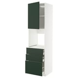 METOD / MAXIMERA High cab f oven w door/3 drawers, white/Havstorp deep green, 60x60x220 cm