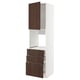 METOD / MAXIMERA High cab f oven w door/3 drawers, white/Sinarp brown, 60x60x220 cm