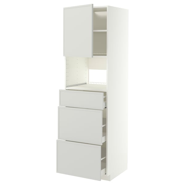 METOD / MAXIMERA High cabinet f built-in appliances, white/Aspudden light grey, 60x60x200 cm