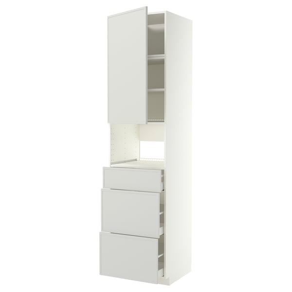 METOD / MAXIMERA High cabinet f built-in appliances, white/Aspudden light grey, 60x60x240 cm