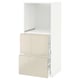 METOD / MAXIMERA High cabinet w 2 drawers for oven, white/Voxtorp high-gloss light beige, 60x60x140 cm