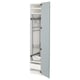 Modular kitchen cabinet METOD with kallarp high-gloss grey-blue doors, metal shelves, and drawers. Open design showing storage.