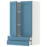 METOD / MAXIMERA Wall cabinet w 2 doors/2 drawers, white/Lerhyttan blue, 60x100 cm