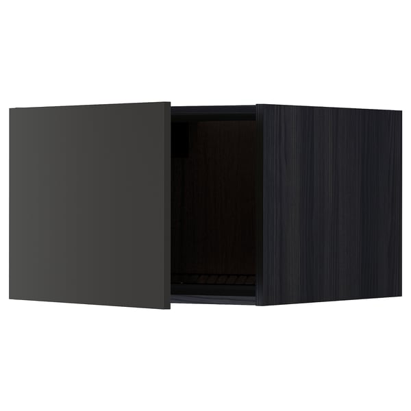 METOD Top cabinet for fridge/freezer, black/Nickebo matt anthracite, 60x40 cm