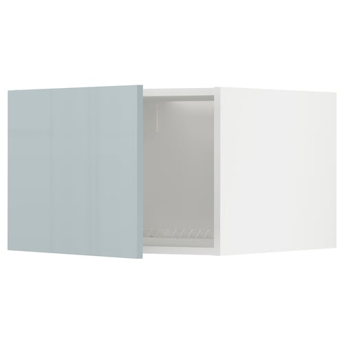 Modern kitchen cabinet: METOD with kallarp high-gloss grey-blue doors.