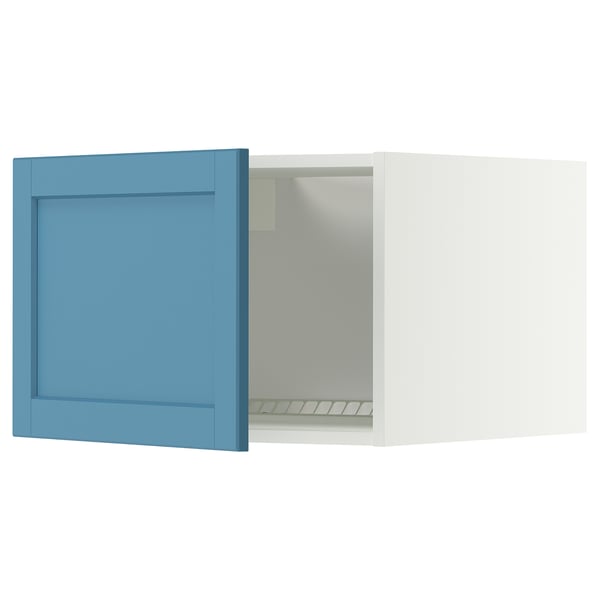 METOD Top cabinet for fridge/freezer, white/Lerhyttan blue, 60x40 cm