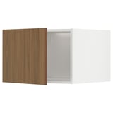 METOD Top cabinet for fridge/freezer, white/Tistorp brown walnut effect, 60x40 cm