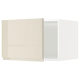 METOD Top cabinet for fridge/freezer, white/Voxtorp high-gloss light beige, 60x40 cm