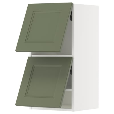 METOD Wall cabinet horizontal w 2 doors, white/Axstad grey-green, 40x80 cm