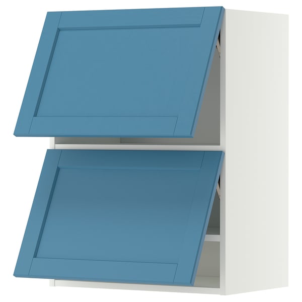 METOD Wall cabinet horizontal w 2 doors, white/Lerhyttan blue, 60x80 cm