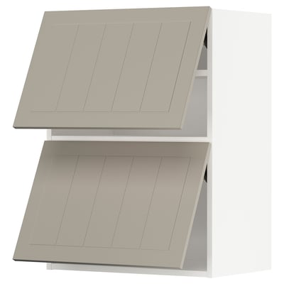 METOD Wall cabinet horizontal w 2 doors, white/Stensund beige, 60x80 cm
