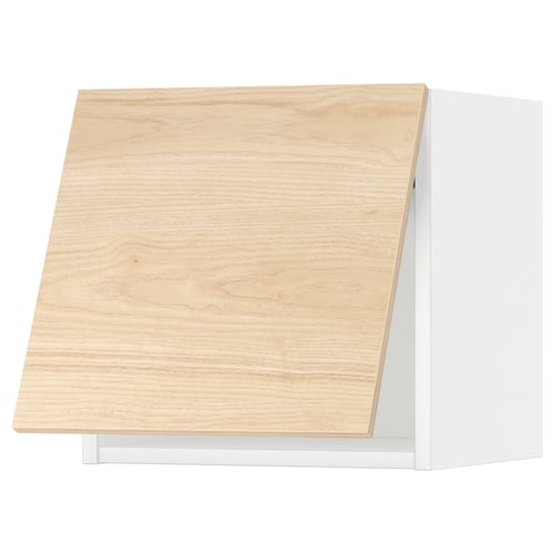Light wood grain cabinet, sleek minimalist design, part of ikea METOD kitchen system.
