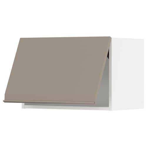 Modern beige kitchen cabinet, angular design, recycled plastic, handles less.