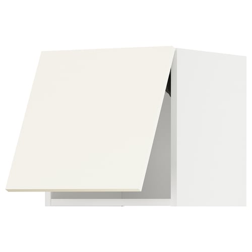 White kitchen cabinet, modern design, flat surfaces, angular shape.
