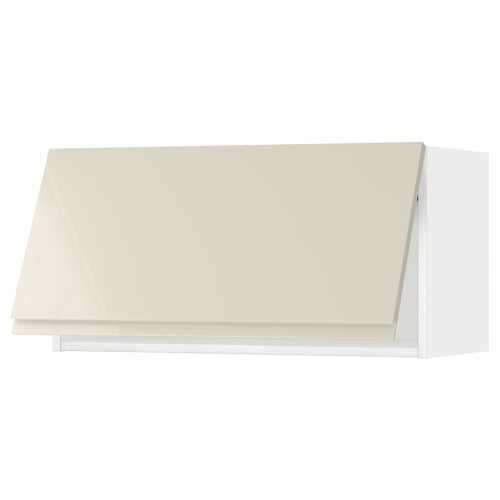 A METOD kitchen wall cabinet with a high-gloss beige front in a sleek, rectangular shape.