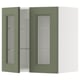 METOD Wall cabinet w shelves/2 glass drs, white/Axstad grey-green, 60x60 cm
