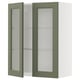 METOD Wall cabinet w shelves/2 glass drs, white/Axstad grey-green, 80x100 cm