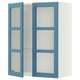 METOD Wall cabinet w shelves/2 glass drs, white/Lerhyttan blue, 80x100 cm