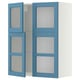 METOD Wall cabinet w shelves/4 glass drs, white/Lerhyttan blue, 80x100 cm