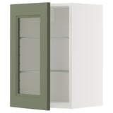 METOD Wall cabinet w shelves/glass door, white/Axstad grey-green, 40x60 cm