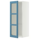METOD Wall cabinet w shelves/glass door, white/Lerhyttan blue, 40x100 cm