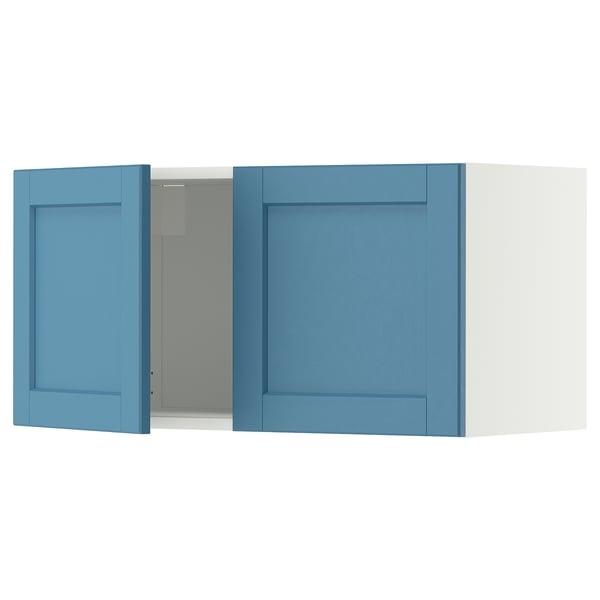 METOD Wall cabinet with 2 doors, white/Lerhyttan blue, 80x40 cm