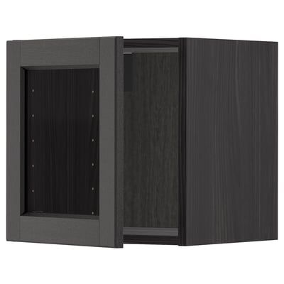 METOD Wall cabinet with glass door, black/Lerhyttan black stained, 40x40 cm
