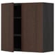 METOD Wall cabinet with shelves/2 doors, black/Sinarp brown, 80x80 cm