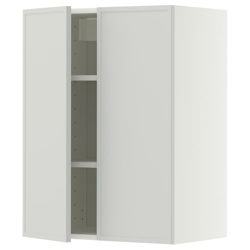 METOD Wall cabinet with shelves/2 doors, white/Aspudden light grey, 60x80 cm