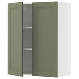 METOD Wall cabinet with shelves/2 doors, white/Axstad grey-green, 80x100 cm