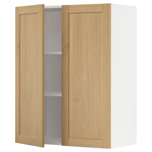 METOD kitchen cabinet: light wood, rectangular, two-door design with adjustable shelves.