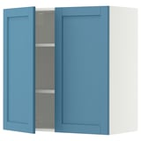 METOD Wall cabinet with shelves/2 doors, white/Lerhyttan blue, 80x80 cm