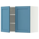 METOD Wall cabinet with shelves/2 doors, white/Lerhyttan blue, 80x60 cm