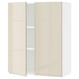 METOD Wall cabinet with shelves/2 doors, white/Voxtorp high-gloss light beige, 80x100 cm