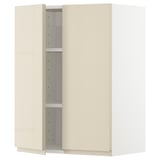 METOD Wall cabinet with shelves/2 doors, white/Voxtorp high-gloss light beige, 60x80 cm