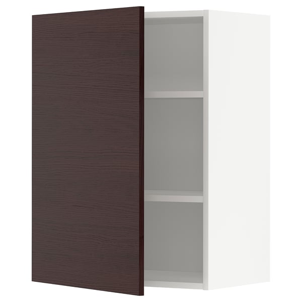 Metod Wall Cabinet With Shelves White Askersund Dark Brown Ash Effect Ikea