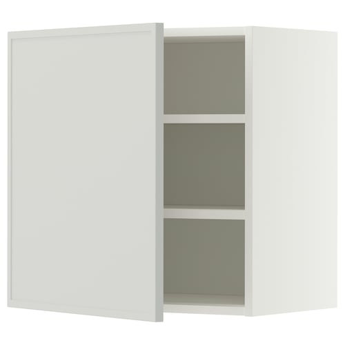 METOD Wall cabinet with shelves, white/Aspudden light grey, 60x60 cm