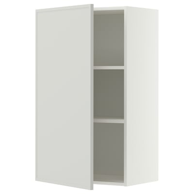 METOD Wall cabinet with shelves, white/Aspudden light grey, 60x100 cm