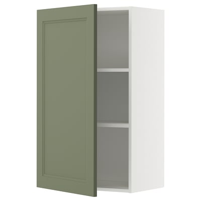 METOD Wall cabinet with shelves, white/Axstad grey-green, 60x100 cm