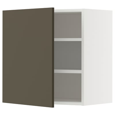 METOD Wall cabinet with shelves, white/Havstorp brown-beige, 60x60 cm