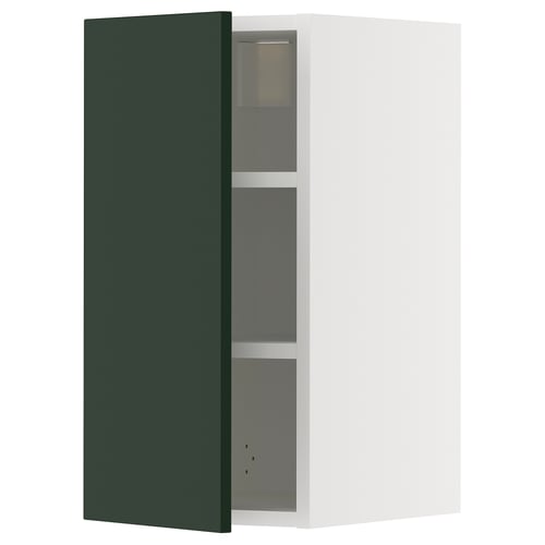 METOD kitchen cabinet, deep green, wall-mounted, square, two shelves.