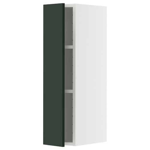 METOD kitchen cabinet in green with white interior.