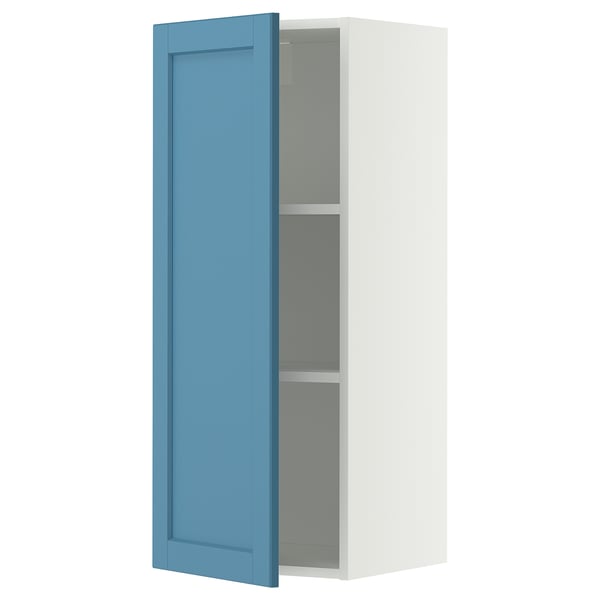 METOD Wall cabinet with shelves, white/Lerhyttan blue, 40x100 cm
