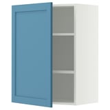 METOD Wall cabinet with shelves, white/Lerhyttan blue, 60x80 cm