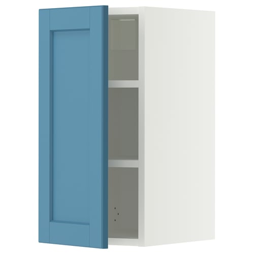 METOD Wall cabinet with shelves, white/Lerhyttan blue, 30x60 cm